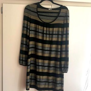 Three dots metallic striped little black dress.